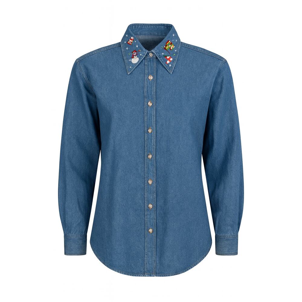 Argee Vintage Embroidered Denim Shirt – X-Large – 100% Cotton